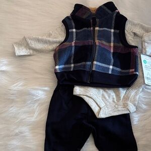 Carter's Blue and Tan Fleece-Lined Baby Vest